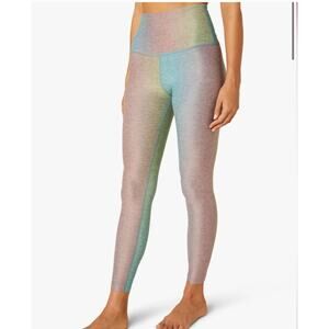 Beyond yoga Spacedye Midi High Waisted Leggings Silver Mist Prismatic XS